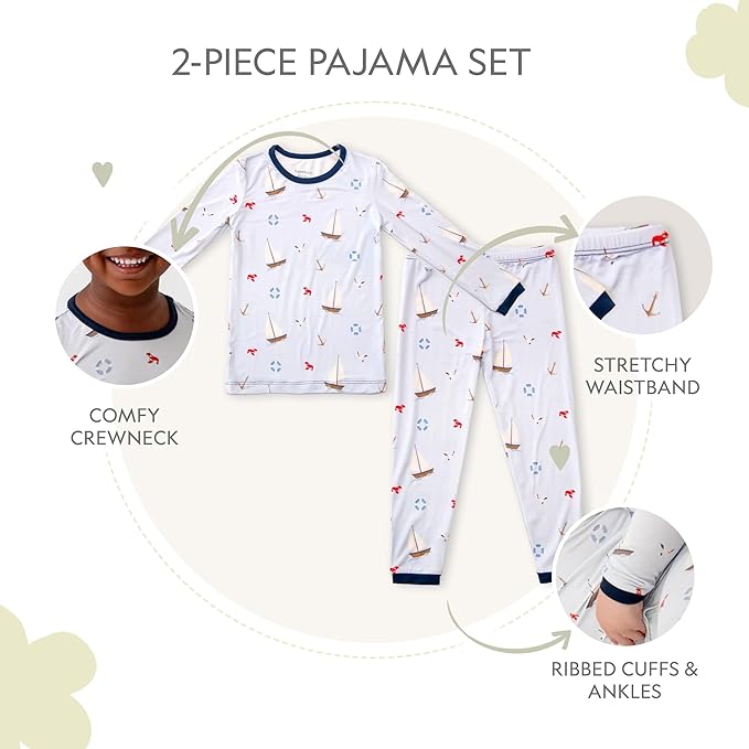 Toddler Pajamas – 95% Bamboo Viscose, 5% Spandex – Soft, Breathable Long-Sleeve Pajama Set for Kids, Sleepwear, Imported