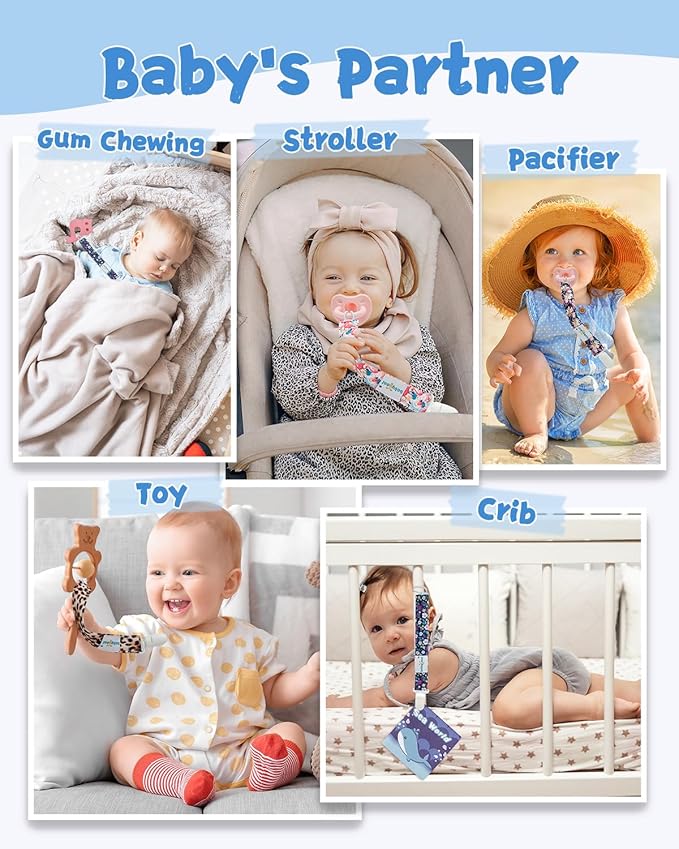 Babygoal Flower Pacifier Clips, 8 Pack Binky Paci Holder Clips for Baby Boys and Girls Fits for Most Pacifier, Binkie Styles & Baby Teethers & Toys and Gift 8PS51-B