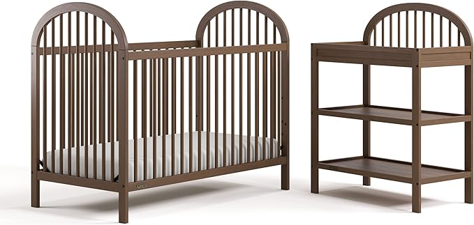 Graco Olivia Convertible Crib (Hazelnut) – GREENGUARD Gold Certified, 100% Solid Wood, Fits Standard Crib Mattress, Converts to Toddler Bed and Daybed, 4 Adjustable Mattress Heights