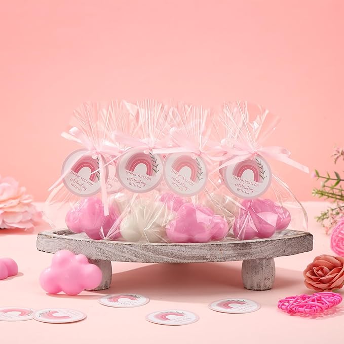 Demissle 20 Pcs Cloud Baby Shower Soap Favors Mini Handmade Soap Gifts with Thank You Card for Guests Christmas Party Wedding Return Gifts Bridal Shower Decorations (White Pink)