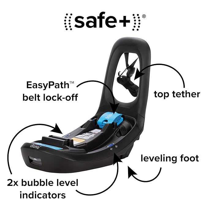 Diono LiteClik30 XT SafePlus Infant Car Seat and Base, Rear-Facing for Infants 4-30lbs, SafePlus Engineering, with Infant Insert, UPF 50+ Sunshade (Blue Razz Ice)