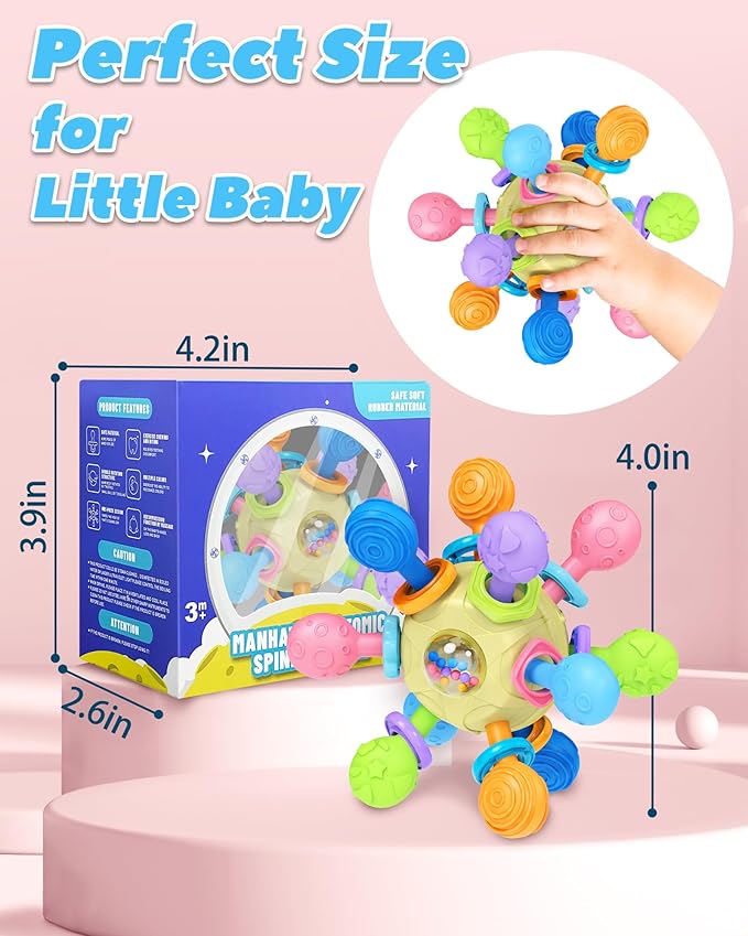 Baby Toys for 0-6 6-12 Months Ages 0-2, Tummy Time Montessori Toys for Babies 0 3 6 9 12 18 Months, Newborn Infant Sensory Toys, Baby Shower Gifts for Boys Girls -Yellow