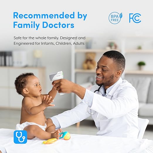 Medical Grade FSA-HSA Eligible Heavy Duty Touchless Infrared Forehead Thermometer, for Adults & Baby Digital Thermometer Gun, 1s Instant Results