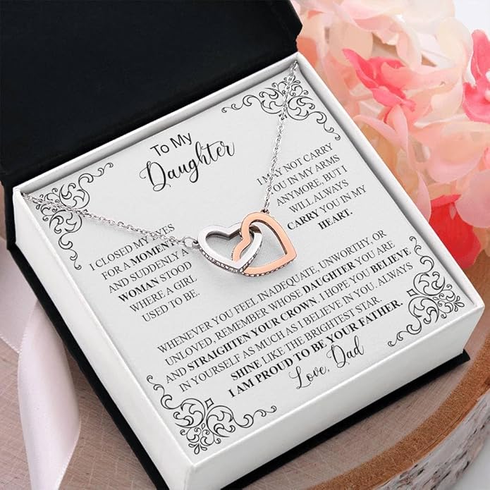 To My Daughter Gift Necklace From Dad or Mom - Badass Daughter Jewelry With Heartfelt Message & Elegant Box