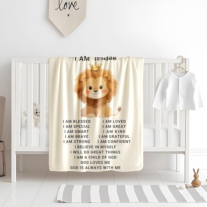 Ship Next Day, Personalized Baby Blanket for Boys Girls - Printed in USA, Custom Baby Blanket with Name Super Soft Plush Flannel, Easter Christmas Brithday Gifts for Baby Shower Kids Toddlers Newborn