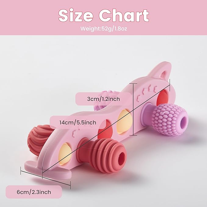 Baby Teething Toys Silicone Car Teether for Baby BPA Free Sensory Chew Toy (Peach)