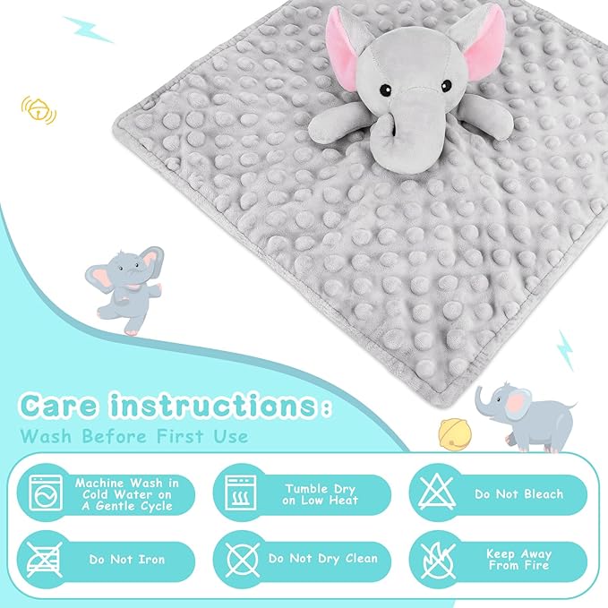 Loveys for Babies,Soft Baby Security Blanket for Newborn Infant Toddler Snuggle Toy Stuffed Animal,Lovey Elephant Security Blankets Baby Unisex Gifts(Gray Elephant,12.4in)