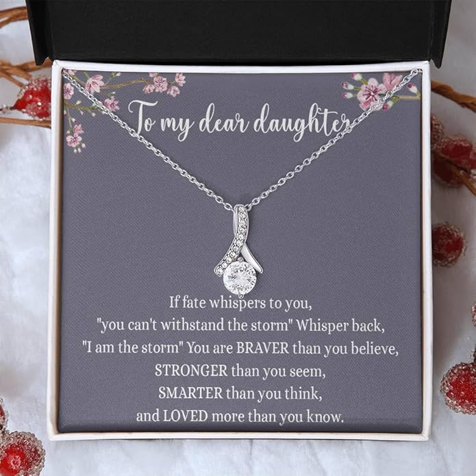 To My Daughter Gift Necklace From Dad or Mom - Badass Daughter Jewelry With Heartfelt Message & Elegant Box