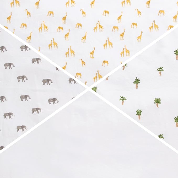 Delta Children 100% Cotton Flannel Baby Receiving Blankets for Girls and Boys – 30x30 Inches (Pack of 4), Safari Friends