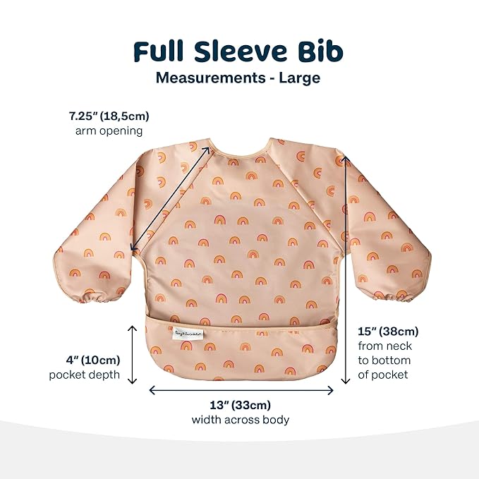 Tiny Twinkle Mess Proof Baby Bib,Waterproof Smock Baby Bib for Eating,Machine Washable Long Sleeve Bib,Baby Led Weaning,Toddler Bib,BLW Supplies(Boho Rainbow, Large 2-4 Years)