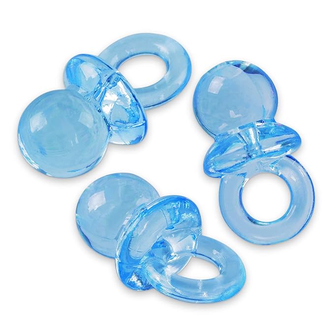 Super Z Outlet Mini Acrylic Baby Pacifiers for Baby Shower Decorations, Table Scatter, Party Favors, Games & Activities - 144 Pieces(Blue)