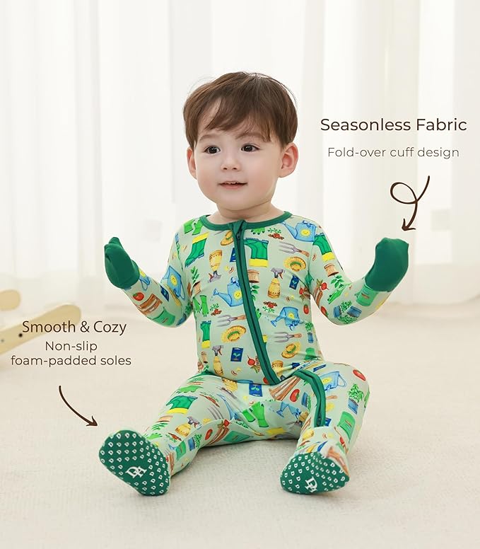 Baby Boys Girls Romper-Viscose Made from Bamboo, Long Sleeve Jumpsuits Soft Footless Rompers, Unisex
