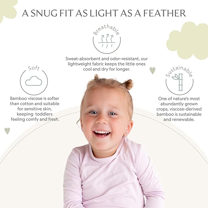Toddler Pajamas – 95% Bamboo Viscose, 5% Spandex – Soft, Breathable Long-Sleeve Pajama Set for Kids, Sleepwear, Imported