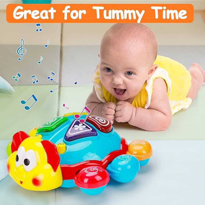 Baby Crawling Toys 6 to 12 Months Tummy Time Spanish English Bilingual Learning Toy Infant Musical Light Up Toy 0-3 4 5 6 7 8 9 10 12-18 Month montessori Gift for 1 2 Year Old Boy Girl Toddler Age 0-2
