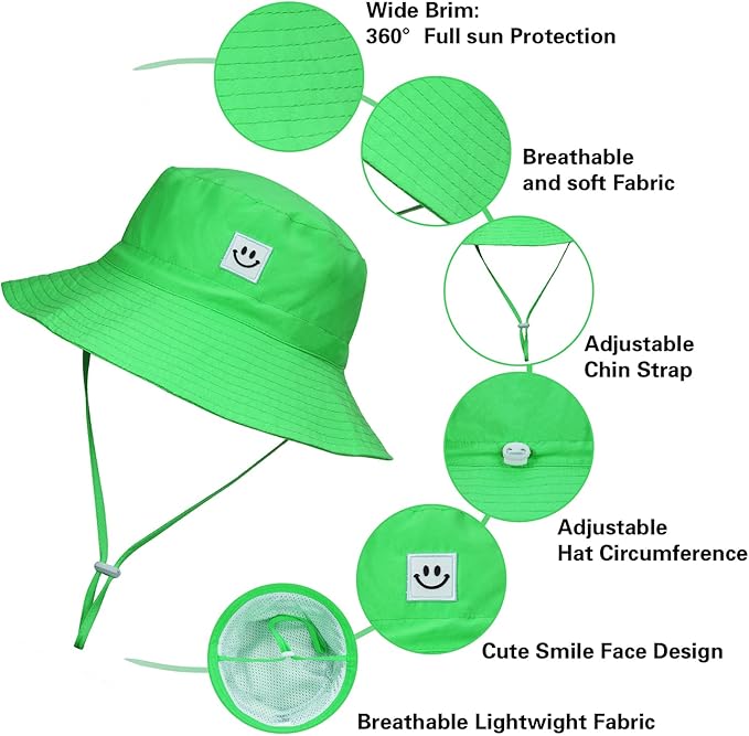 MaxNova Baby Sun Hat Smile Face UPF 50+ Toddler Bucket Hat for Boys Girls 0-7 Years