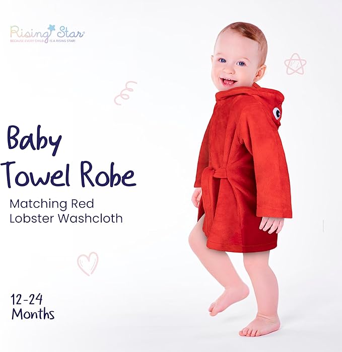 Rising Star Baby Toddler Robe Or Kids Robe for Girls and Boys - Kids & Baby Bath Robe Spa Set with Washcloth or Slippers