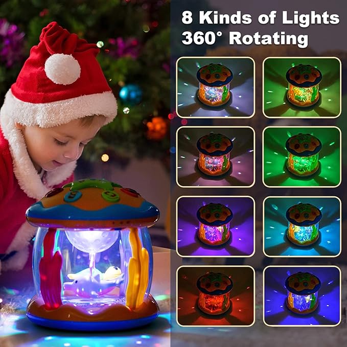 Baby Toys 6 to 12 Months Ocean Projector Baby Light Up Toys Musical Tummy Time Infant Toys 3-6 6-12 12-18 Months 6 7 8 9 Month One Year Old Birthday Gifts Boys Girls