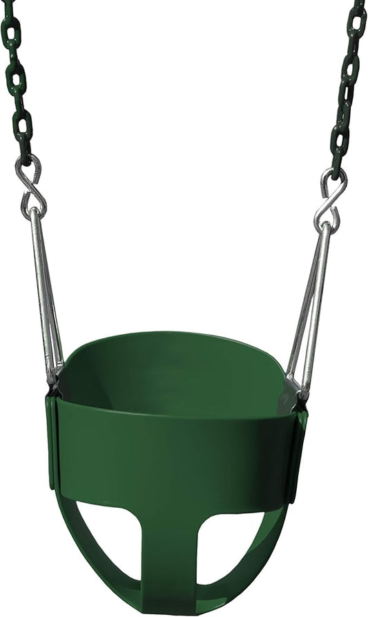 Gorilla Playsets 04-0008-G/G Full Bucket Toddler Swing, Bucket, Green 60" Plastic Coated Chains, 50 Lb Capacity