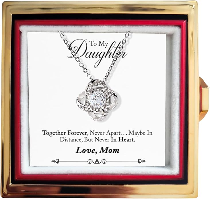 To My Beautiful Daughter Necklace from Mom & Dad | Cubic Zirconia Pendant with Heartfelt Message Card & Gift Box | Daughter Birthday, Graduation, Christmas Jewelry Gift from Parents