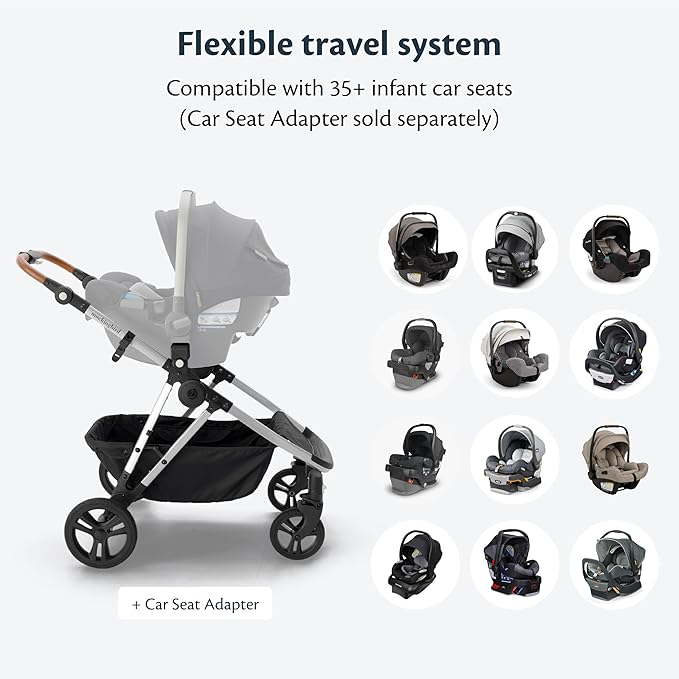 Mockingbird Single-to-Double Stroller 2.0 - Modular Full-Size Baby Stroller for 1, 2 or 3 Kids - Includes Cup Holder - Sea