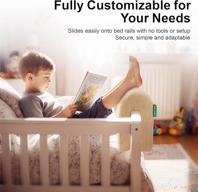 Bed Rail Bumpers Protector, Hospital Bed Rails Padding, Loft Beds and Bunk Beds Bumpers Protector, Premium Soft Memory Foam - Anti-Bump | Fall Prevention, Size 27.6 x 5.5 x 7.9 Inches, Beige