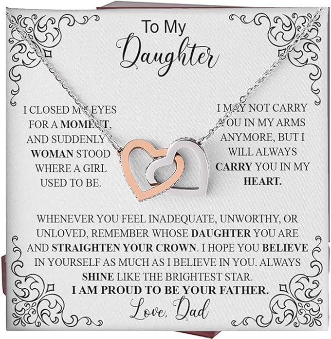 To My Daughter Gift Necklace From Dad or Mom - Badass Daughter Jewelry With Heartfelt Message & Elegant Box