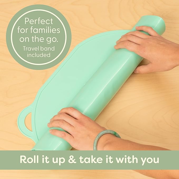 UpwardBaby 100% Silicone Baby Placemat (Gray) - Food-Catching Table Mat - Non-Slip Backing, BPA-Free, Dishwasher Safe- Toddler Eating Mat & Baby Silicone Suction Placemat
