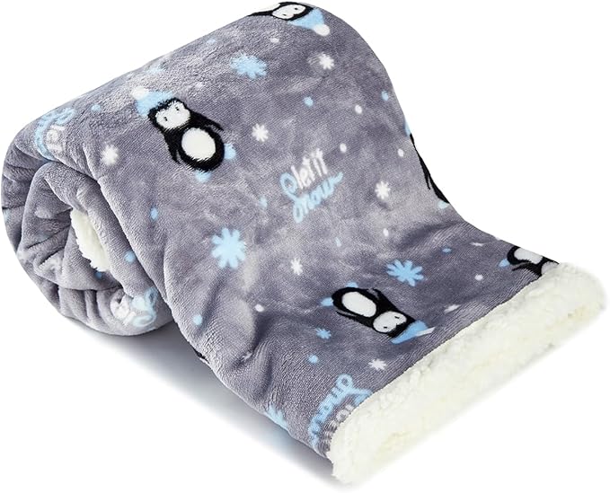 Baby Blankets for Boys Girls Fluffy Fuzzy Blanket Soft Warm Cozy Flannel Fleece Warm Infant Newborn Receiving Blanket 30" x 40" (Grey Penguin)