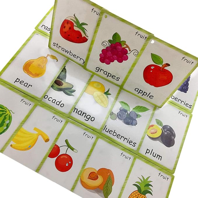 Set of Fruits Flash Cards for Toddlers(21 pc) | Kids Learning Flashcard & Montessori Pocket Cards Toys | Perfect for Pre-K Decor Background Wall Stickers, Teacher/Autism Therapists Tools