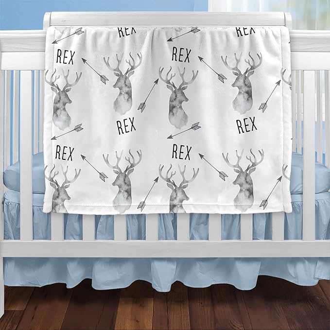 Personalized Deer Kids Blankets for Boys with Name - Kids Boy Throw Blankets Newborn Soft - Custom Throw Blankets for Boys - Deer Baby Blanket