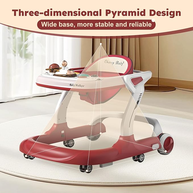 5 in 1 Baby Walker with Wheels,Adjustable Speed Activity Baby Walker,Anti-Fall Bouncer Combo Baby Walkers,Detachable Trampoline Mat for Boys Girls Babies 6-18 Months