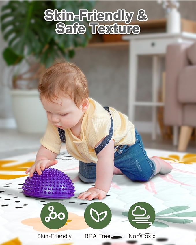 Premium Foam Baby Play Mat 50x50 – Removable & Machine Washable Cover, Extra Thick Padding Playpen Mat, Non-Slip Crawling Mat, Easy to Clean for Infants, Toddlers & Babies