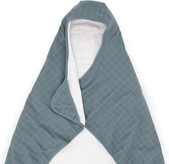 Little Unicorn Premium Hooded Bath Towel| Absorbent Cotton & Terry Blend | Larger Size, 1-6 Years (Sea)