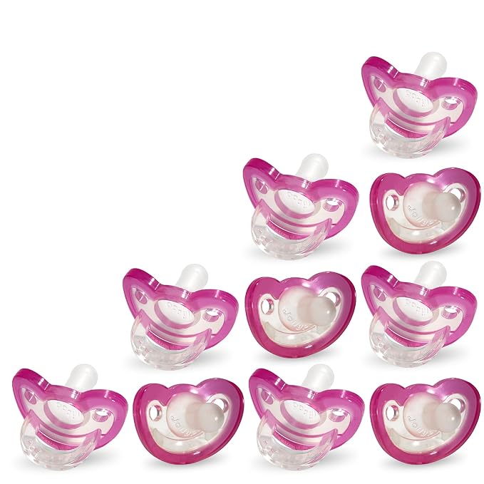 RaZbaby Jollypop Pacifier for Newborns & Up, USA Made, Natural Shaped Orthodontic Binky, Lovingly Shared in NICUs & Hospitals Worldwide, Medical-Grade 100% BPA-Free - 0-3 Months, 10 Pack - Pink