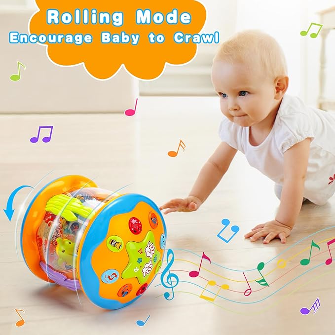 Baby Musical Toys 0-6 6-12 Months Rotating Projector Light Up Infant Tummy Time Toys 0-3-6 Months Sensory Toddler Toy Age 1-2-4 New Birthday Gifts for 1 Year Old Girl Boy Baby Aquarium Learning Toy
