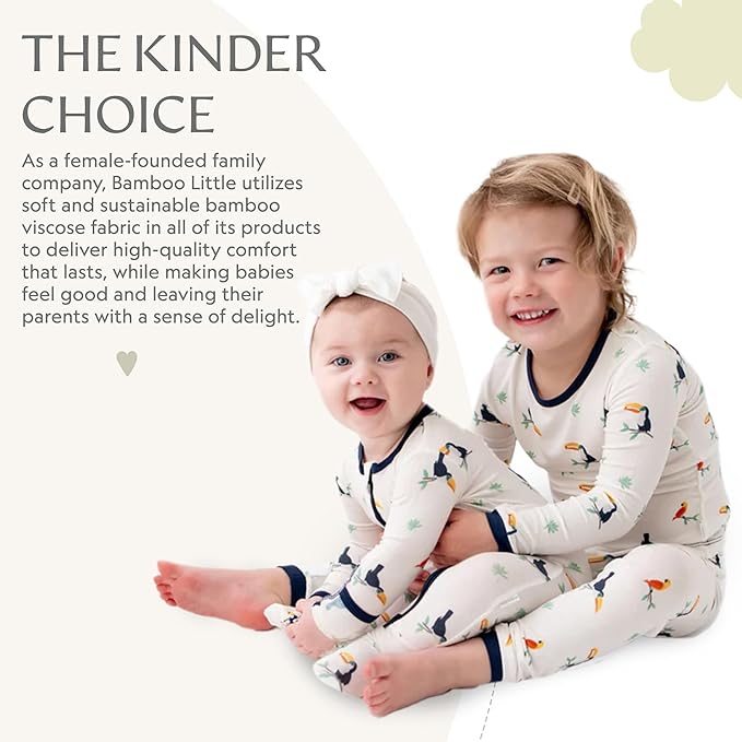 Toddler Pajamas – 95% Bamboo Viscose, 5% Spandex – Soft, Breathable Long-Sleeve Pajama Set for Kids, Sleepwear, Imported