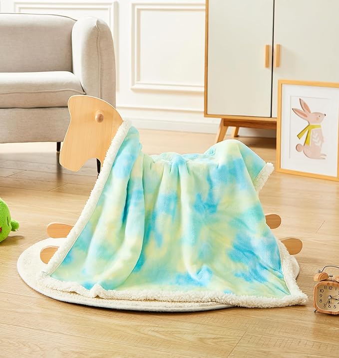 Cute Cozy Fluffy Warm Baby Blanket 30" x 40"for Boys Infants Toddlers' Bedding Crib Cot Stroller, Baby Shower Birthday Newborn's Gift (Tie Dye Blue)
