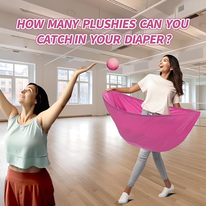 3 Pcs Baby Shower Games Bridal Shower Games Funny Activities - Funniest Baby Shower Game Ever, Ice Breakers for Boy or Girl, How Many Plushies Can You Catch in Your Diaper (Pink) – No Balls Included