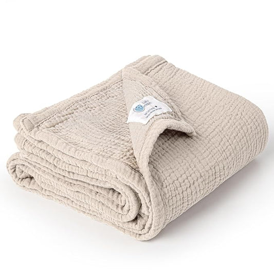 lulumoon Baby Blanket for Newborns: Muslin Swaddle for Receiving Neutral - Crib Quilt for Travel Boy & Girls 30"x40"(Ivory)