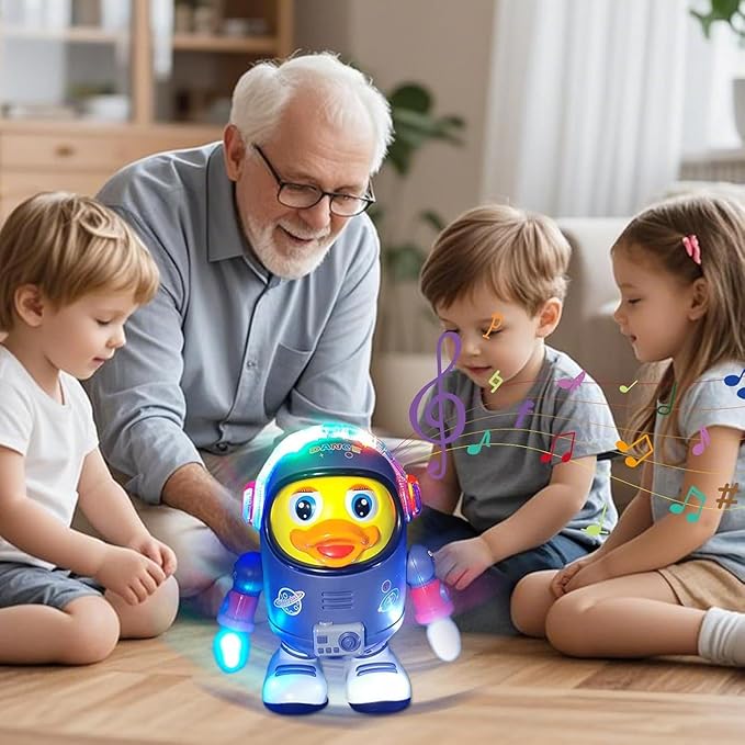 Dancing Space Duck Toy, Cute Space Duck Singing Walking Dancing Toys, Walking Duck Baby Robot, Electric Dancing Duck Toy Baby Musical Toys, Cute Singing Walking Duck Toys with Music LED Lights