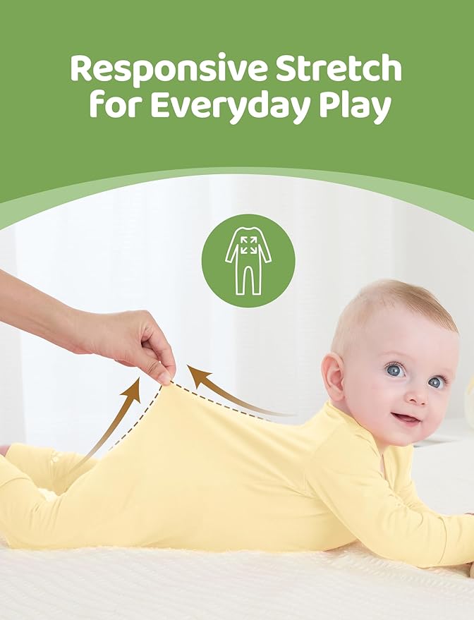 PATPAT Baby Footies Boys Girls - Bamboo Viscose - Zipper & Non-Slip Soles Romper Mitten - Footed & Footless Infant Clothes