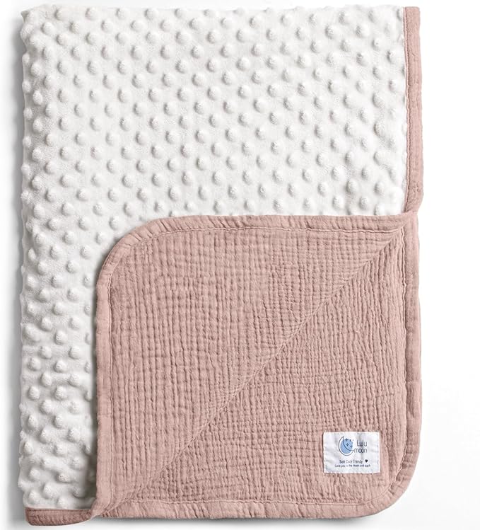 lulumoon Baby Blanket for Newborn Receiving: Minky Dot & Muslin Lightweight - Thermal Blanket Gift for Baby Shower & Hospital Welcoming 30"x40"(Sand)