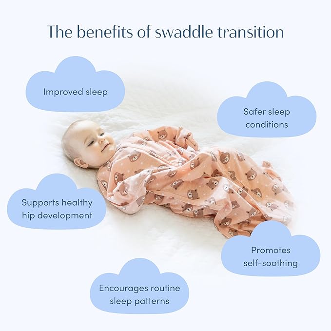 SleepingBaby Zipadee-Zip Transition Swaddle - Cozy Baby Swaddle Blanket with Zipper Convenience - Roomy Wearable Blanket for Easy Diaper Changes - Cozy Cub, X-Small (3-6 Month)