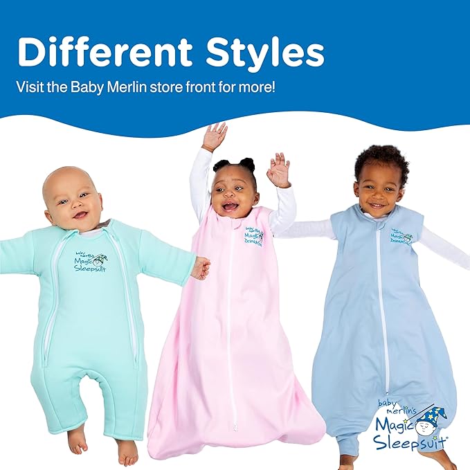 Magic Sleepsuit Baby Merlin's Cotton Baby Swaddle Transition Product - Soft and Breathable Design, Double Zipper for Easy Diaper Changes, Promotes Safe Sleep - Pink - Large 18-21lbs