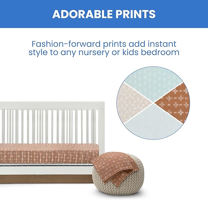 Delta Children 100% Cotton Muslin Baby Receiving Blankets for Girls and Boys – 47x47 Inches (Pack of 4), Neutral Boho