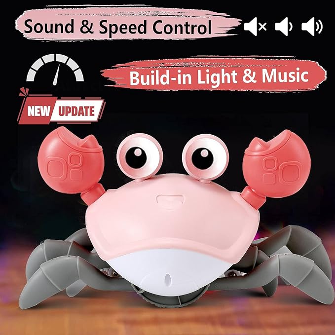 control future Baby Girl Toys Tummy Time: Pink Crawling Crab Babies Montessori Toy Learning 36 Months 3 Year Old Birthday Infant Girls Valentines Gifts Stuff 0 1 2 Essentials