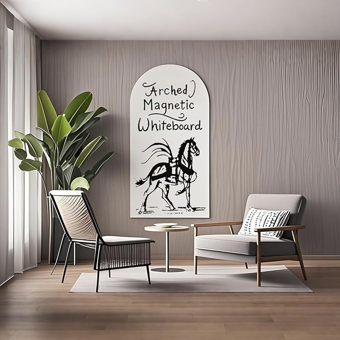 Magnetic Whiteboard Wall Arch Decal 39.3"x17.5" Adhesive Magnetic Dry Erase White Board Sticker with 36 Magnet Letter Removable Contact Paper Peel and Stick Whiteboard Wallpaper Roll