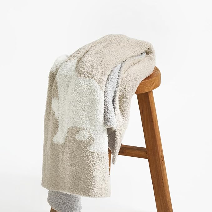 EVERGRACE Soft Plush Baby Blanket for Boys Girls with Print Animal Pattern, Fleece Fuzzy Toddler Nursery Blanket Lightweight Warm Cozy Throw Blanket for Baby Crib, Couch, Bed, Bear, Beige, 50"x60"