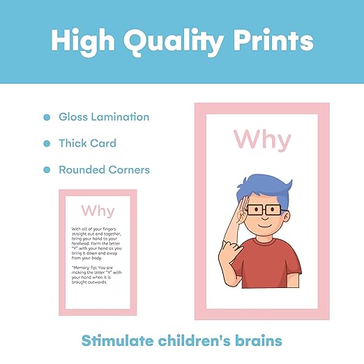 Alpine Choice ASL Cards for Speech Delay Non-Verbal or Deaf Children - American Sign Language Flash Cards for Babies, Toddlers, Kids and Beginners - Visual Aid Cards for Developing Empathy