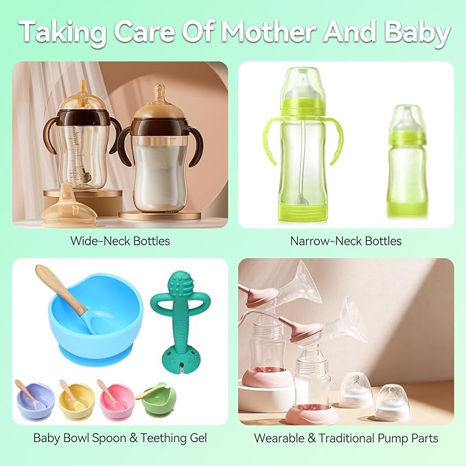 ICUIRE Baby Bottle Washer and Sterilizer and Dryer, Newborn Essential for Parents One-Hand Operation, 4 Sterilize Modes for Baby Stuff, 3.2L Water Tank for Cleaning Bottles, Pump Part &Pacifiers&Bowl